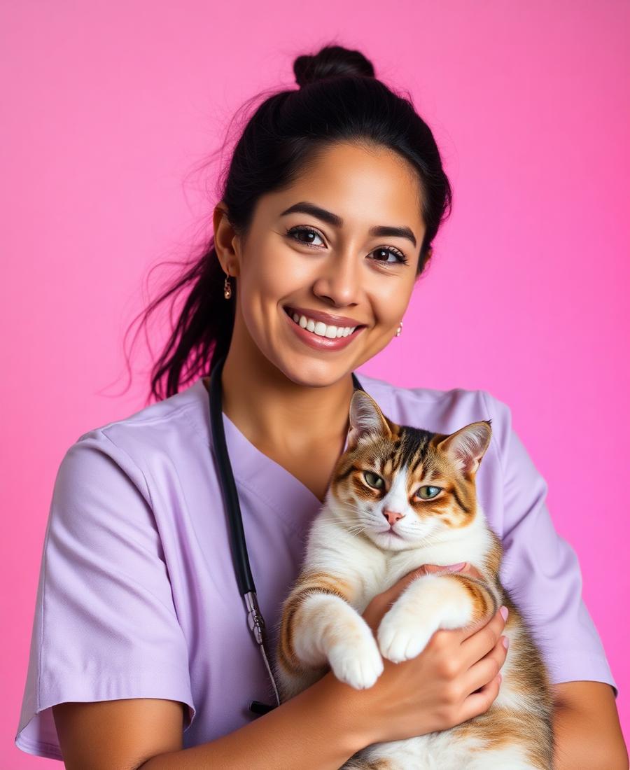Laura, nutricionista felina, con un gato